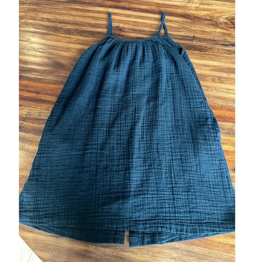 Gap Girls Summer Dress, Black, Button Down, Medium/8, 100% Cotton, Pockets